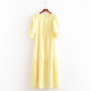 Casual Dresses Women Dress Summer Style Pink Yellow Vintage Fashion Soft Smooth Garments Sweet Female Girl Short Sleeve