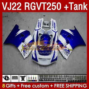 Fairings zbiornika dla Suzuki RGVT250 RGV-250 SAPC VJ22 160NO.11 RGV250 VJ 22 RGVT-250 90 91 92 93 94 95 96 RGVT RGV 250 CC 1990 1991 1992 1993 1994 1995 1996 RAMING Blue Blue Blue Stock