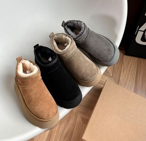 2022 Ультра мини-ботинки на платформе, дизайнерские женские зимние ботильоны, австралийские зимние сапоги, теплые пушистые ботинки из натуральной кожи с толстой подошвой, размер 35-43