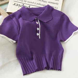 Women's Blouses 2022 Summer Polo Shirt Women Short Sleeve Blouse Women's Shirts Female Woman Knitted Button Up Cute