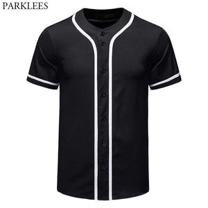 Men's T-Shirts Mens Black Button Down Baseball Jersey Team Uniform Hip Hop Baseball T Shirt Harajuku Hip Hop Swag Streetwear Tee Shirt Homme T221006