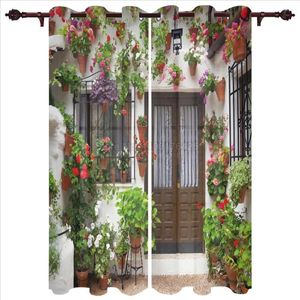 Perde dış perdeler ev çiçekleri yapraklar oturma odası mutfak için veranda bahçe çardak avlu valance karartma pencere perdeleri