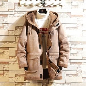 Mens Jackets Winter Coat Lamb Fleece Hooded Cotton Leather and Fur Loose Plus Size Thickened Jacket 220930