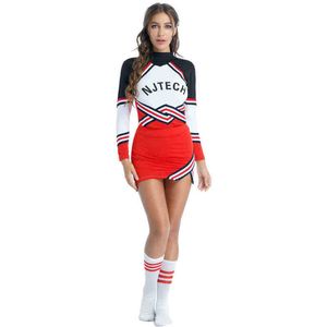 Women's Tracksuits Women 4pcs Schoolgirl Cheerleader Sets Role Play Sexy Come Outfits Striped T-shirt with Mini Skirt Bowknot Headwear Stocking T220909