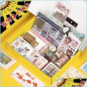 Notepads Notepads Creative Mystery Gift Planner Stationery Set Koi Random Papeleria Box Notebook Washi Tape Sticky Notes Stickers Luc Dhzrt