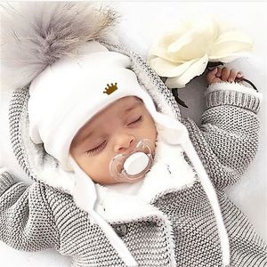 Caps Hats born Baby hat for Boys Girls with ear Warmmer earflap rope Winter Cotton Beanie Pom Bobble crown Hat Cap Hat for Kids boy 221006