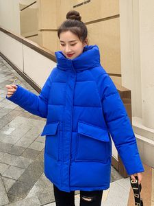 レディースダウンパーカー冬の厚い短いパフジャケット女性フード付きゆるい特大のバブルコート女性ソリッドカジュアル韓国パーカーウォームアウトウェア220930