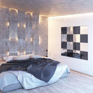 Wall Stickers 12pcs Mirror Sticker Decor Room Decoration 3D Long Full Body Mirrored Adhesive Paper Mural Square Geometry R225