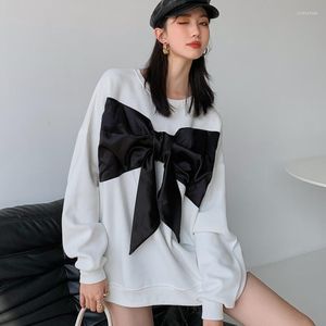 Frauen Blusen Frauen Große Shirts 2022 Herbst Weißes Hemd Schwarz Bogen Lange-hülse Lose Streetwear Weibliche Top Kleidung e977