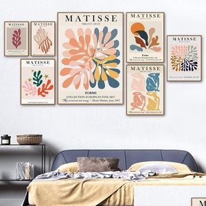 Paintings Paintings Matisse Colorf Leaf Abstract Girl Curve Wall Art Canvas Painting Nordic Posters And Prints Pictures For Living Ro Dhb1P