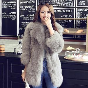 Women's Fur Style Autumn Winter Faux Coats With Belt Women Slim White Coat Female Jacket Gilet Fourrure DF603