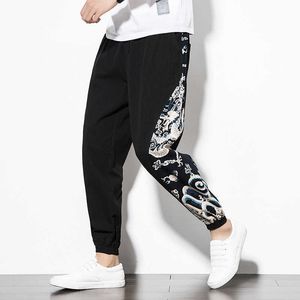 Calça masculina bannaji dragão chinês harém joggers sortpants calças de streetwear japonês trabalha s 2021 m-5xl g220929