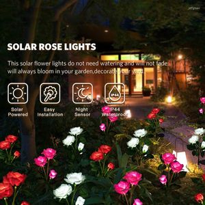 3/5 Head LED Solar Simulation Rose Flowers Waterproof Outdoor Light Garden Yard Lawn Night Lamp Landscape Home Decoration Flower