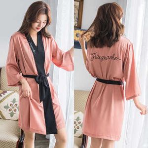 Women's Sleepwear Daeyard Women's Robe Sexy Silk Satin Embroidery Short Kimono Wedding Bride Bridesmaid Dressing Gown Fashion Sleepwear Bathrobe T221006