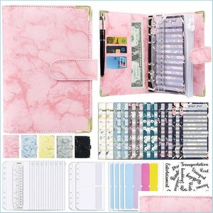 Notepads Notepads Pu Leather Binder Budget Planner Organizer With Sheets Zipper Pockets Category Stickers Saving Cash Envelopes Syste Dh3Eb