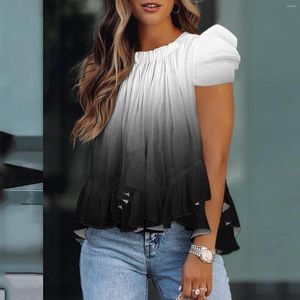 Women's T Shirts Womens Long Sleeve Shirt Loose Fit Women Elegant Tops Floral Print Short Tank Top Ruffles Cotton