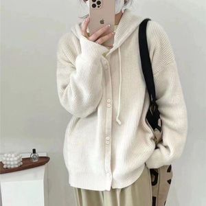 Malhas femininas Cardigãs de malha com capuz Cardigans de outono grosso Winter Sweaters Mulheres Manga Longa Casual Jumper Harajuku Ulzzang Oversized Outwear N871