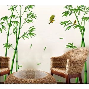 Wall Stickers Removable Green Bamboo Forest Depths Wall Sticker Creative Chinese Style DIY Tree Home Decor Decals for Living Room Decoration