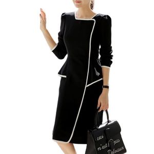 Work Dresses Spring Korean Design Women's Professional Dress Black Temperament Show Thin Black And White With Temperament Long Skirt 221006