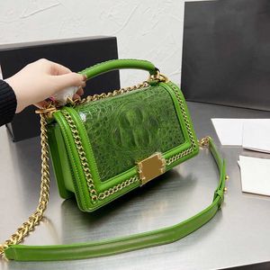 Classic Snake Serpentine Calfskin Flap Bags Genuine Leather Green Black White Spring Top Handle Totes Chain Strap Crossbody Shoulder Purse D 2022