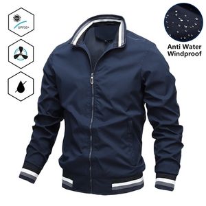 Mens Ceketler Moda Sıradan Windbreaker Bombacı Katlar Bahar Sonbahar Açık Mekan Su Geçirmez İnce 220930