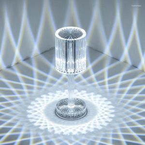 Lights Night Diamond Table Lampe Touche Tacon D￩trot en acrylique Bureau de d￩coration pour la chambre ￉clairage cristallin de chambre ￠ coucher Gift Light Ligh