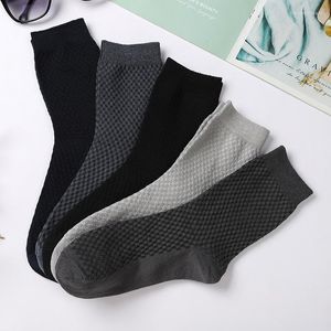 Men's Socks 2022 Bamboo Fiber Classic Business Casual Crew Black Breathable Compression Stockings 5 Pairs / Batch