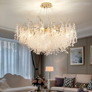 Żyrandole salon nowoczesny kryształowy lampa atmosferyczna luksusowa jadalnia europejska willa francuska żyrandol