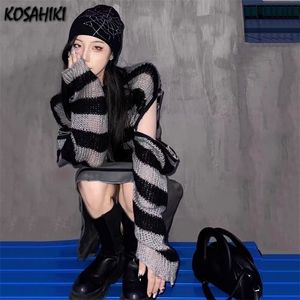 Женские свитера Kosahiki Punk Gothic Crop Sweater Женский свободный вязаный свитер.