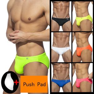 Roupa de banho masculina push pad maiô masculino 2021 sexy cuecas de verão roupa de praia roupa íntima cintura baixa secagem rápida mar surf terno j220913