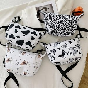 Evening Bags Fashion Women Butterfly Cow Zebra Dog Pattern Printing Shoulder Crossbody Messenger Bag Casual Ladies Small Handbags Purse