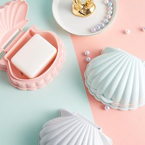 Soap Dishes 2022 Creative Portable Shell Shape Box Bathroom Drain Holder Travel Protect Case Accessories