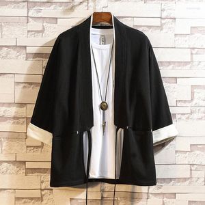 Men's Jackets Men's Men's Cotton Kimono Loose Cardigan Solid Color Outerwear Vintage Chinese Style Male Jacket Fashion Casual