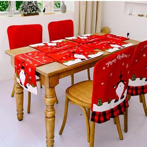 Chaves de cadeira a capa traseira de natal com desenho animado Tabela de jantar Red Holiday Party Festival Dining Room Decoration