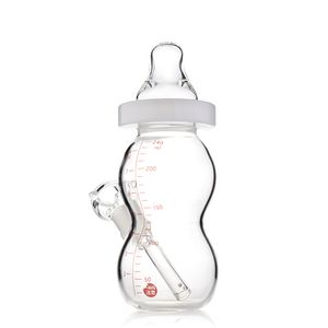 7.9-Inch Clear Baby Bottle Hookah Glass Bong - Diffused Downstem Percolator, 14mm Male Joint