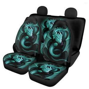 Car Seat Covers Accessories Gothic Blue Dragon 3D Printing Full Set Vehicle Non-skid Front And Back Cushion Cover