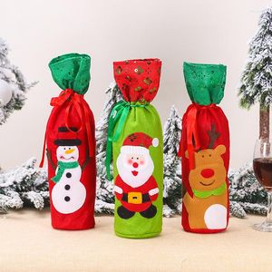 Juldekorationer Vinflaska t￤cker jultomten sn￶gubbe champagne g￥vor v￤skor paljetter f￶r hemfest bordsdekor