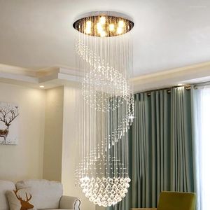 Lustres Yoogee Modern Large Crystal Chanderlier Long Stair Led Led Lut Luxur