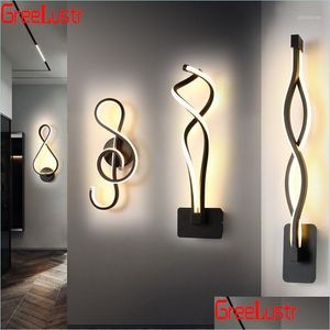 Vägglampa vägglampa modern akryllampor minimalistiska svart sconce för sängen badrum hem deco ledt gång trappor belysning fixturer1 d dhj0k