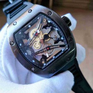 Superclone Pan Weibo Moda Miles Skull Mecânica Trendy Men's Wristwatch Personalidade Richa Silicone Fita Sports Leisure Watch 6M1D