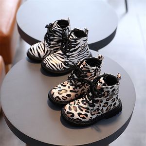 Boots Unisex Autumn Winter Children Short Street Style Zebra Pattern Baby Shoes Boys Fashion Pink Leopard Kids Girl E10081 221006