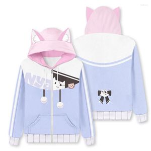 Erkek Hoodies Vtuber Nyatasha Nyanners Cosplay Hoodie 3D Baskılı Kapüşonlu Sweatshirt Erkek Kadın Günlük Sokak Giyim Zip Yukarı Ceket Ceket