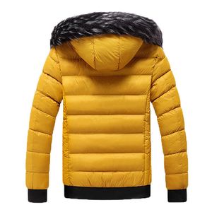 Men's Down Parkas Winter Warm Hooded Jacket Coat Fur Collar Thick Fleece Outerwear Wool Windproof Coats T221006