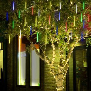 Saiten 3M 144 LEDs Fee Dusche Regen String Lichter 8 Stück 30cm Meteor Tube Lampe für Garten Baum Terrasse Platz Hochzeit Vorhang