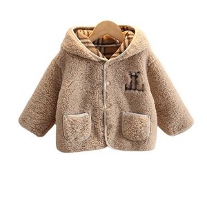 Casaco de inverno jaqueta menina menina grossa criança criança quente casaco de cashmere 05y botões de moda infantil fora roupas de alta qualidade roupas meninas 2201006