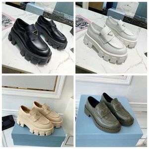 Zapatos casuales entrenadores de cuero zapatillas monolito mocasines tri￡ngulo logo nubeBust Aumento de la plataforma Desinger Women H8ve#