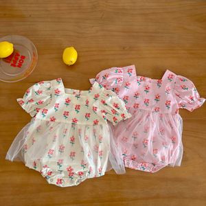 Pagliaccetti 2022 Estate Nuovo arrivo Baby Sweet Body Toddler Girl Cute Flower Mesh Vitality Princess Tuta Retro One Piece J220922