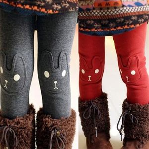 Trousers Cute Rabbit Printed Girls Children Pants Winter Autumn Bottoms Kids Baby Toddler Inside Warm Fleece Leggings Trousers Clothing 2201006