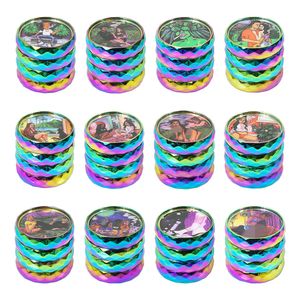 smoke accessory Zinc Alloy Smoking Tobacco Herb Grinder Mix Logo Pattern 40x39 MM 4 Piece Duty Metal Herbal Grinders