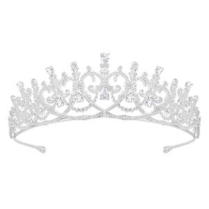 Luxury Cubic Zircon Wedding Bride Crown Princess Full Tiaras for Women Birthday Party Headpiece Hair Jewelry Accessories